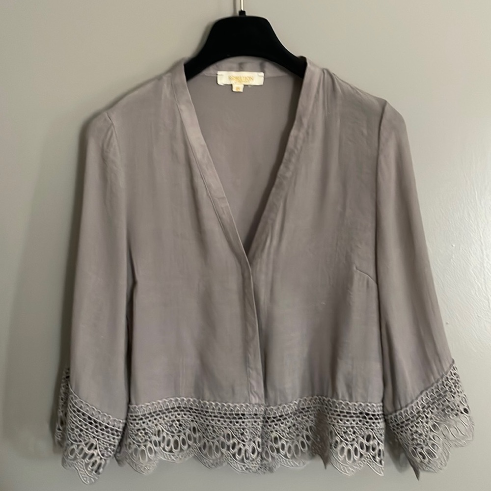 Rebellion linen shrug/cardigan with lace detail